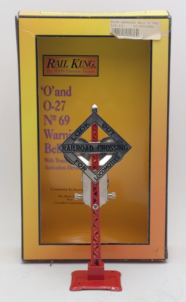MTH 30-1036 O&O27 Gauge Red Tinplate Warning Bell Signal #69 LN/Box