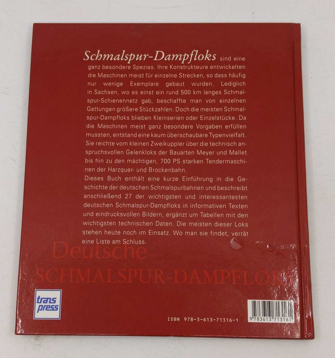 Deutsche Schmalspur-Dampfloks im Bild Hardcover Book By Jan Reiners VG