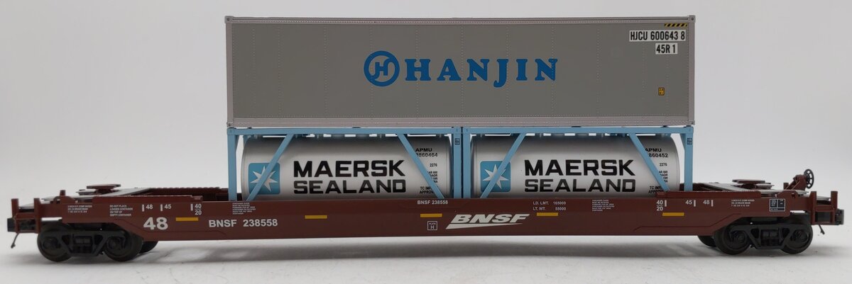 MTH 20-95074 BNSF Husky Stack Car w/ Maersk Containers #238558