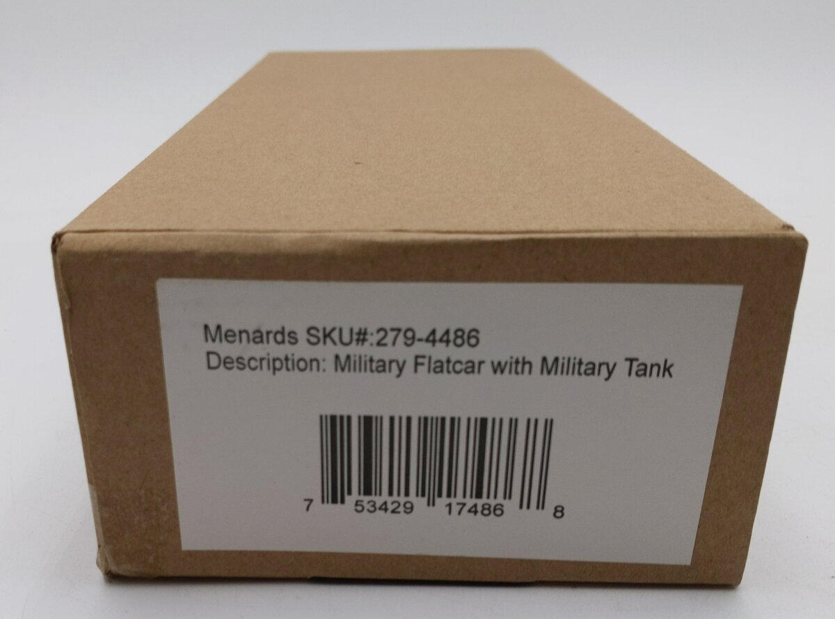 Menards 279-4486 O Military Flatcar w/ Military Tank #2685 MT/Box