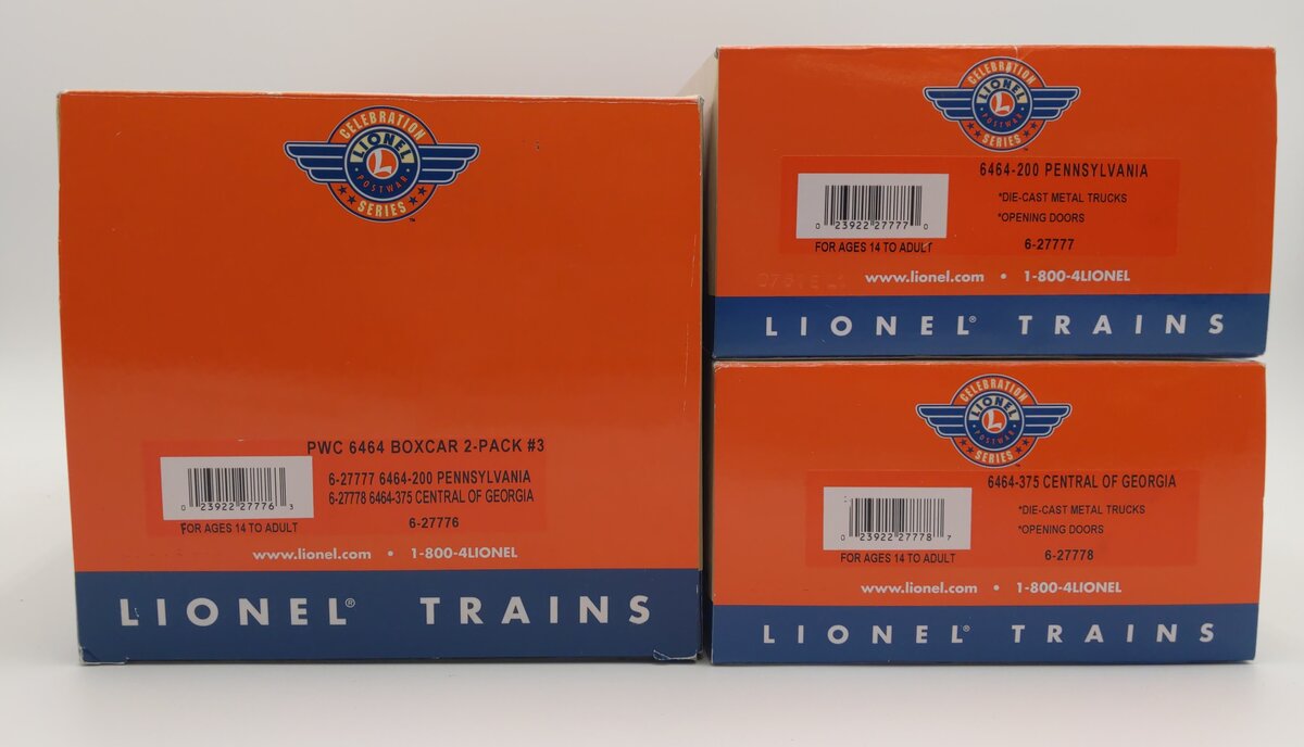 Lionel 6-27776 O Gauge Central of Georgia & Pennsylvania Railroad 6464 Boxcars
