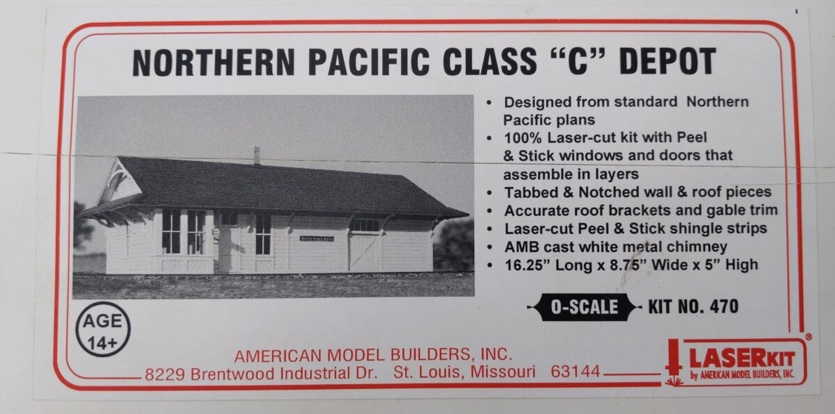 American Model Builders 470 O Northern Pacific Class C Laser Art Depot Kit MT/Box