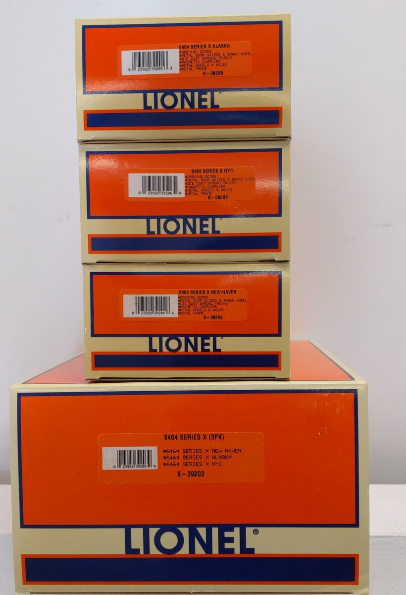 Lionel 6-39203 O Gauge 6464 Series X Boxcar Set 3-Pack LN/Box