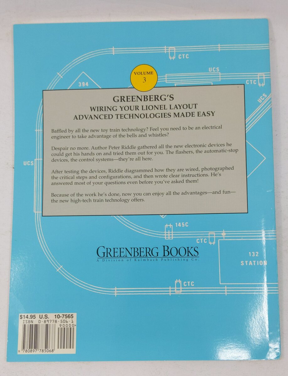 Greenberg's Wiring Your Lionel Layout Vol.3 Paperback Book By Peter H. Riddle LN