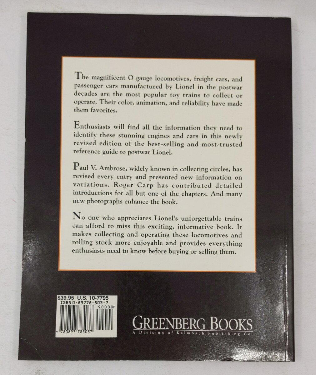 Greenberg's Guide to Lionel Trains, 1945-1969 Paperback Book By Paul V. Ambrose VG