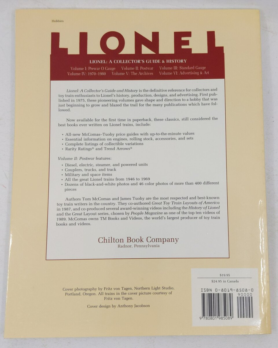 Lionel: A Collector's Guide & History Postwar Hardcover James Tuohy, Tom McComas EX