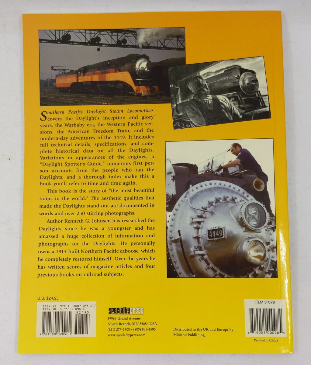 Southern Pacific Daylight Steam Locomotives Paperback Book By Kenneth G. Johnsen LN