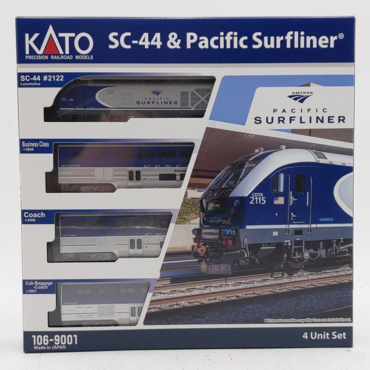 Kato 106-9001 N Amtrak SC-44 & Amtrak Pacific Surfliner 4 Unit Base Set
