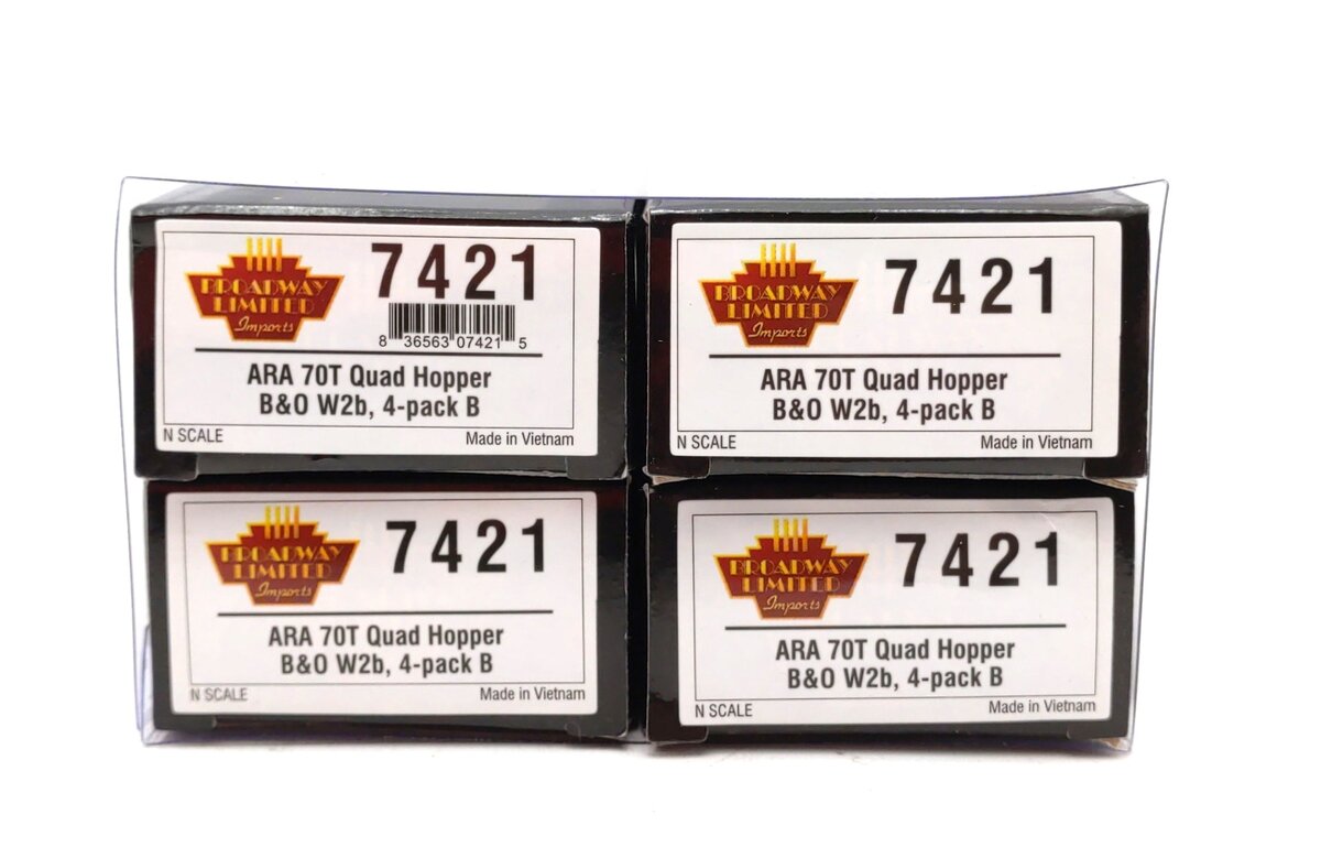 Broadway Limited 7421 N B&O ARA 70-Ton Quad Hopper Pack B (Pack of 4) LN/Box