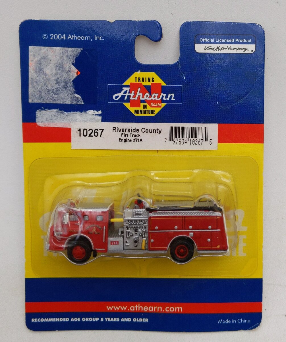 Athearn 10267 N Scale Riverside County Fire Truck Engine #71A