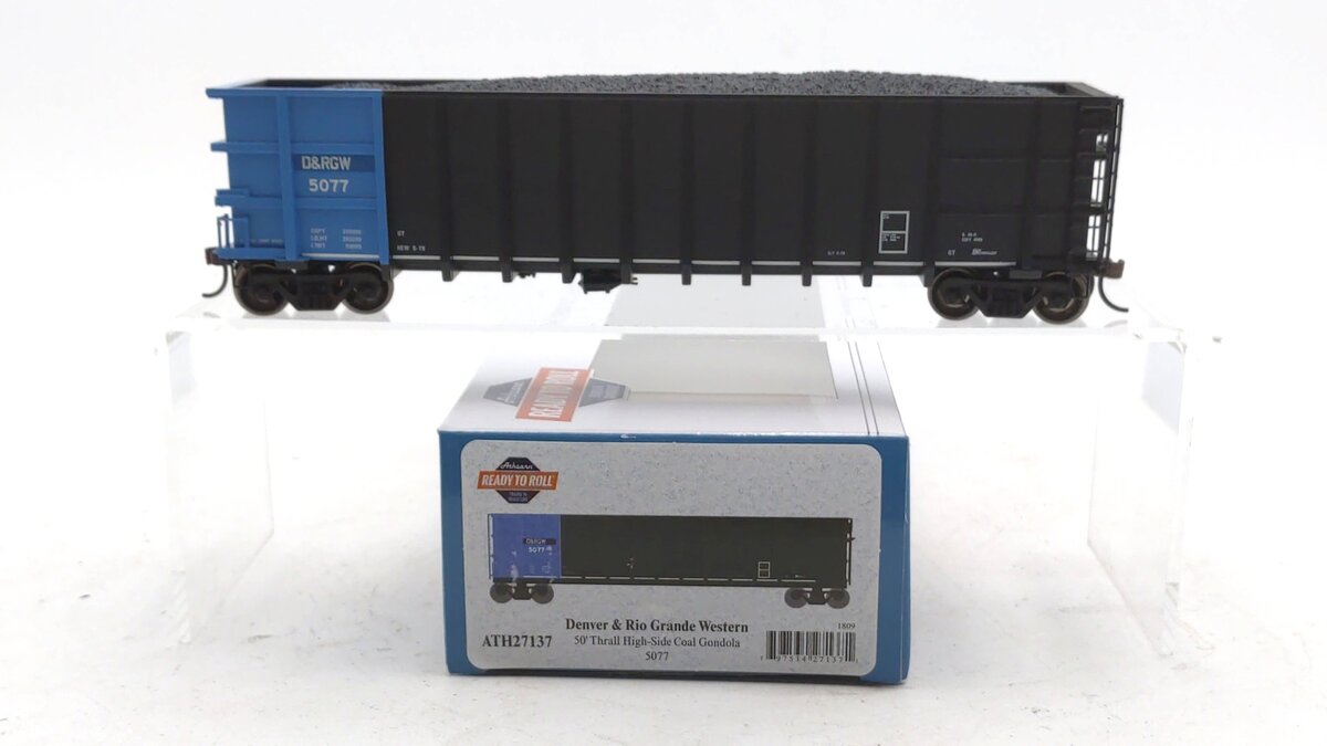 Athearn 27137 HO Denver & Rio Grande Western RTR Thrall HS Gondola w/ Load #5077