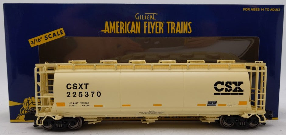 American Flyer 1919351 S Gauge CSX Cylindrical Hopper #225370 LN/Box