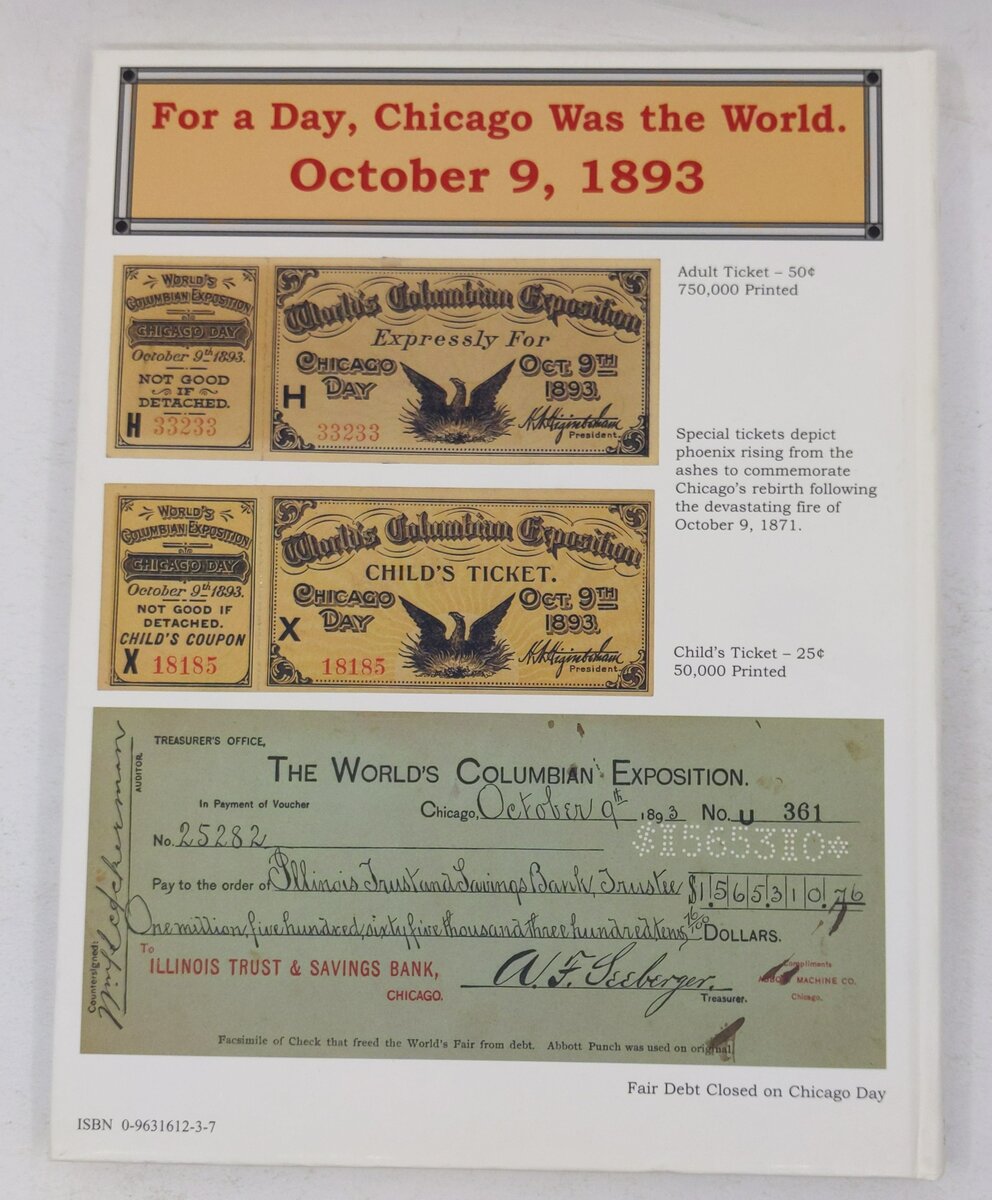 Chicago Day at the World's Columbian Exposition Hardcover Book By G. L. Dybwad EX
