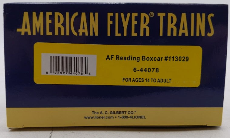 American Flyer 6-44078 S Gauge American Flyer Reading Boxcar #113029 NIB