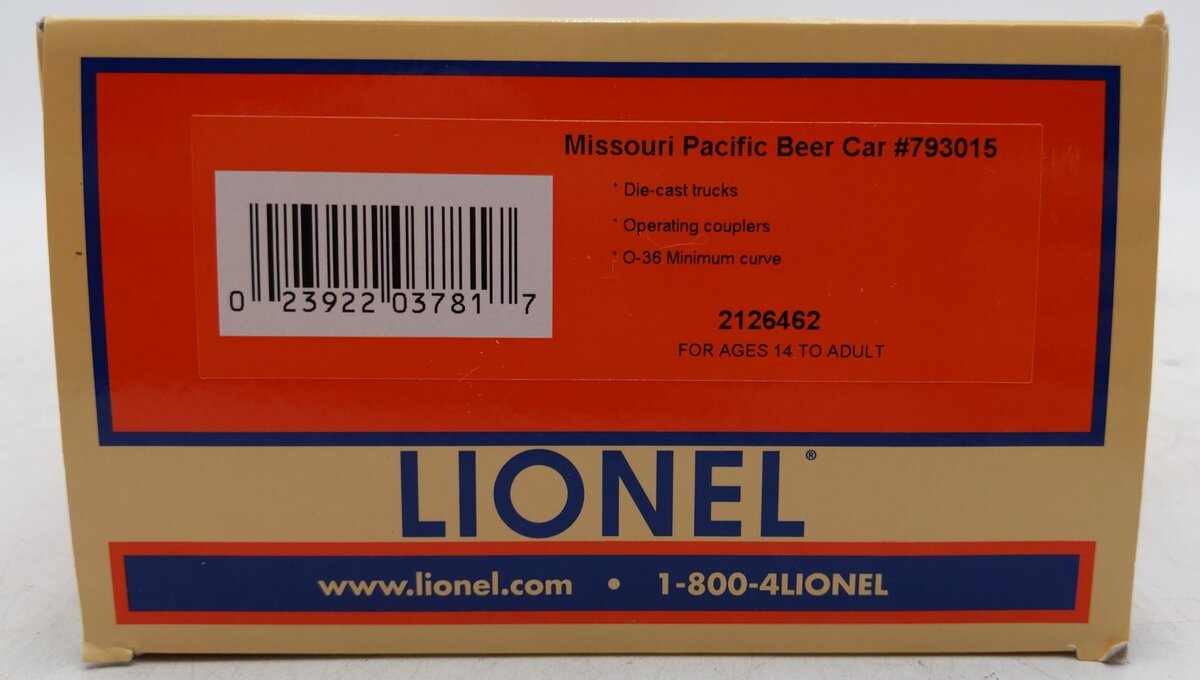 Lionel 2126462 O Missouri Pacific Beer Car #793015