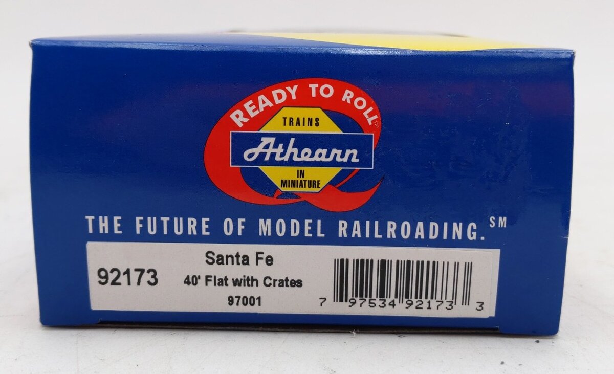 Athearn 92173 HO Santa Fe RTR 40' Flatcar w/Crates #97001
