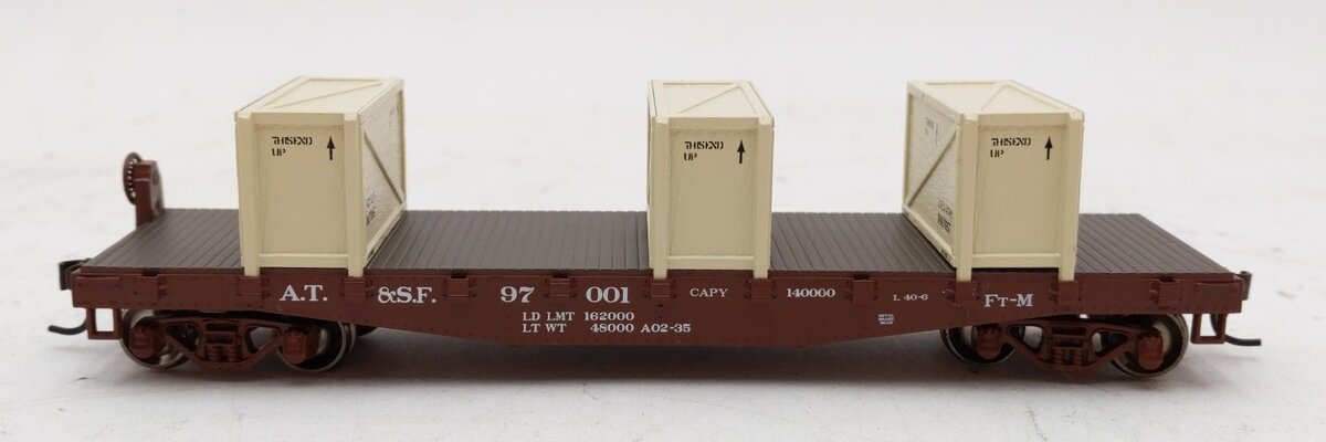 Athearn 92173 HO Santa Fe RTR 40' Flatcar w/Crates #97001