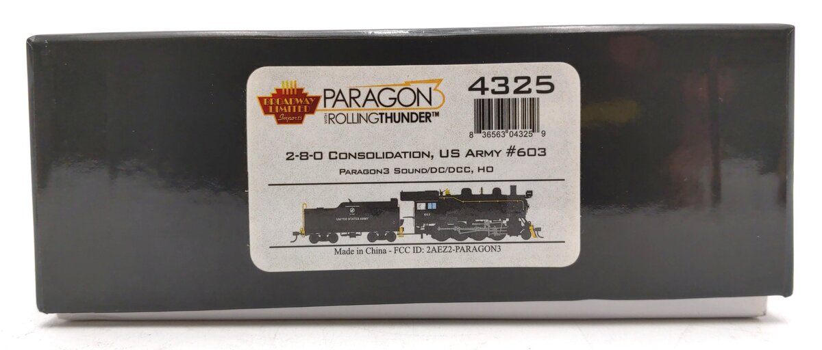 Broadway Limited 4325 HO US Army 2-8-0 Consolidation #603 w/ Paragon3™ & DCC