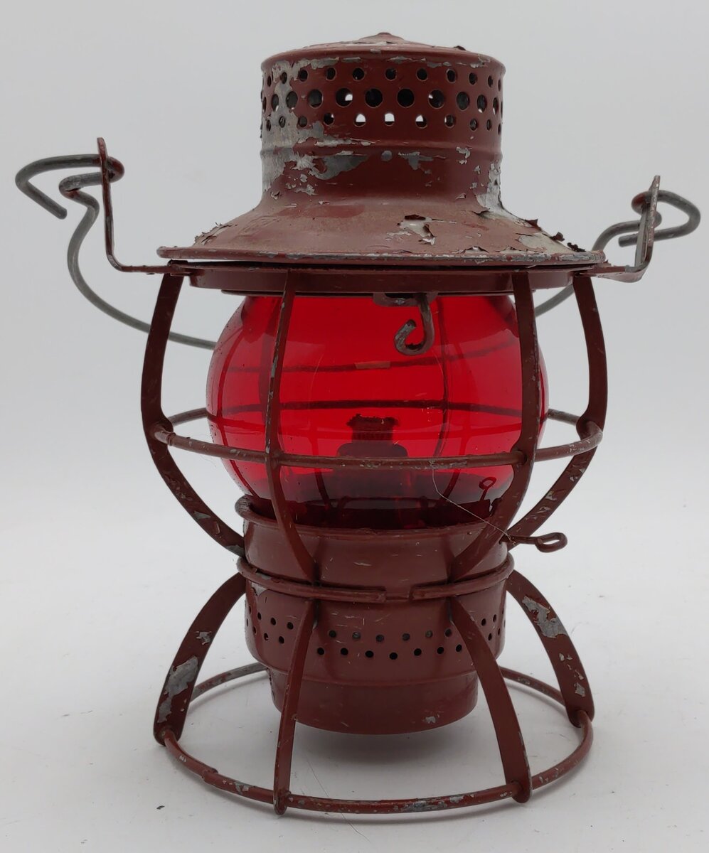 Dressel Vintage Pennsylvania Railroad Lantern w/Red Globe VG