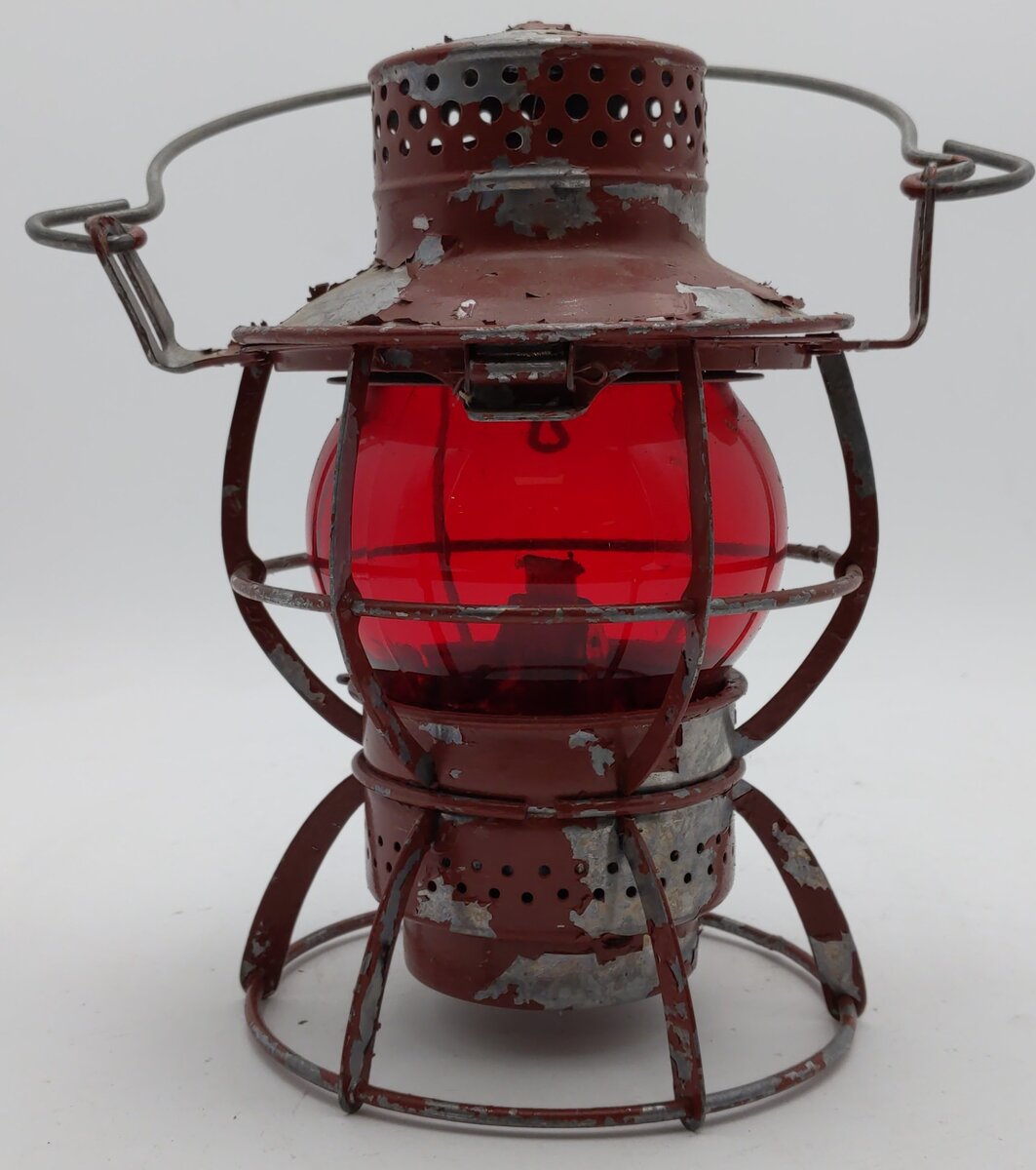 Dressel Vintage Pennsylvania Railroad Lantern w/Red Globe VG