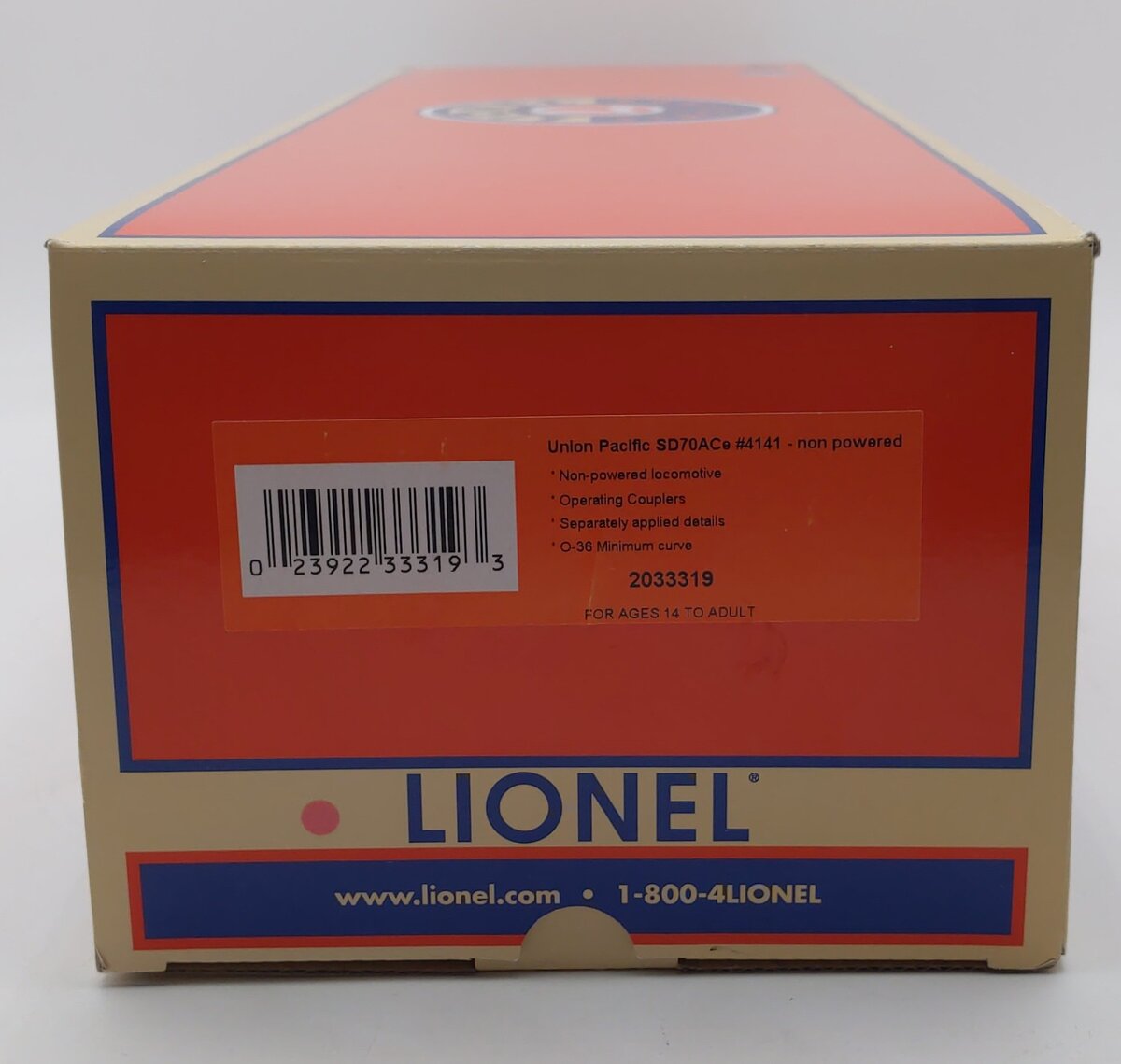 Lionel 2033319 O Union Pacific SD70ACE Non Powered Diesel Locomotive #4141