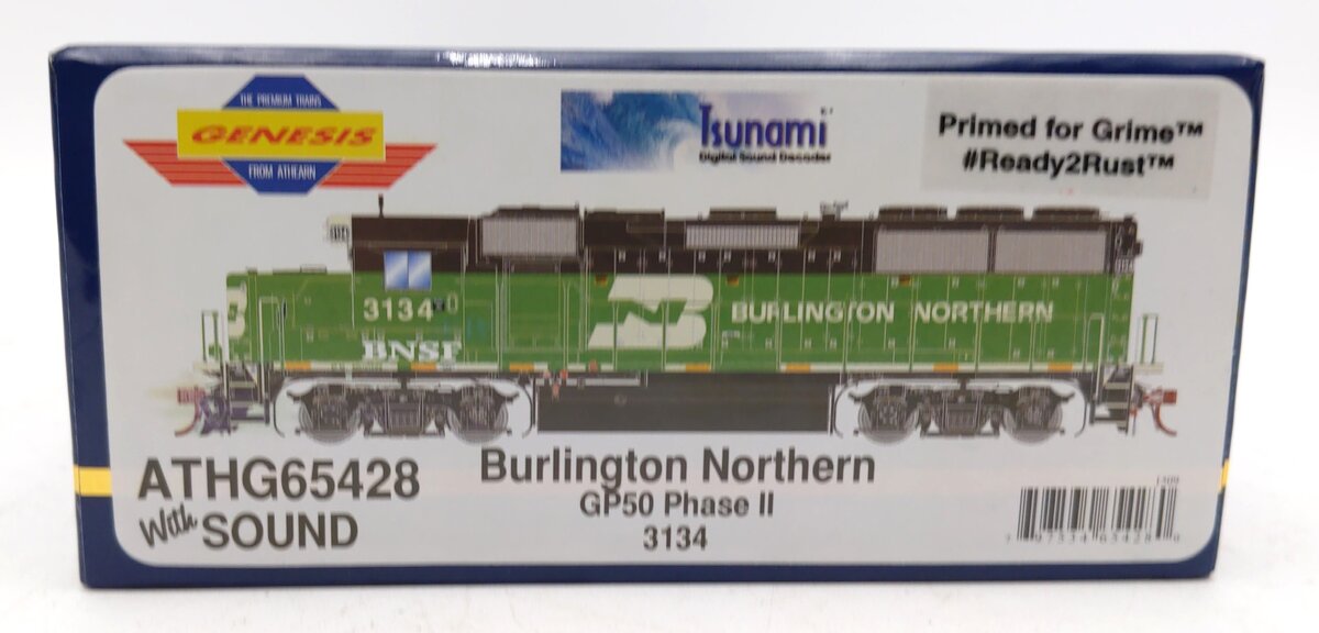 Athearn G65428 HO BNSF/Ex-BN/White Face GP50 Diesel Loco w/DCC & Sound #3134