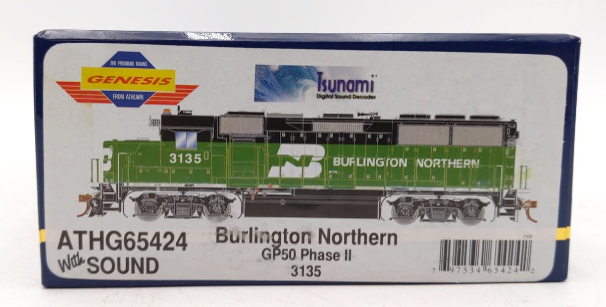 Athearn G65424 HO BN/White Face GP50 Diesel Locomotive w/DCC & Sound #3135