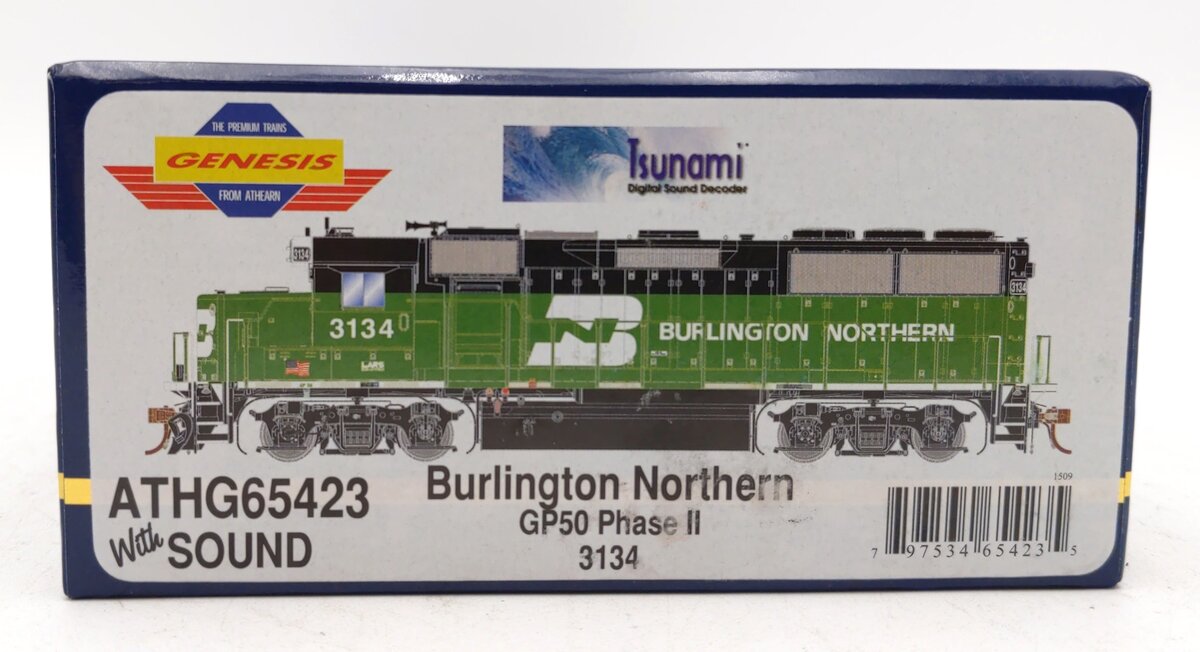 Athearn G65423 HO BN/White Face GP50 Diesel Locomotive w/DCC & Sound #3134