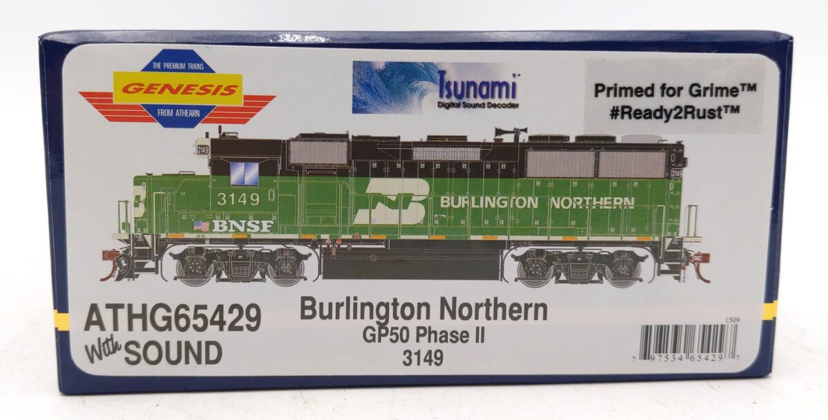 Athearn G65429 HO BNSF/Ex-BN/White Face GP50 Diesel Loco w/DCC & Sound #3149