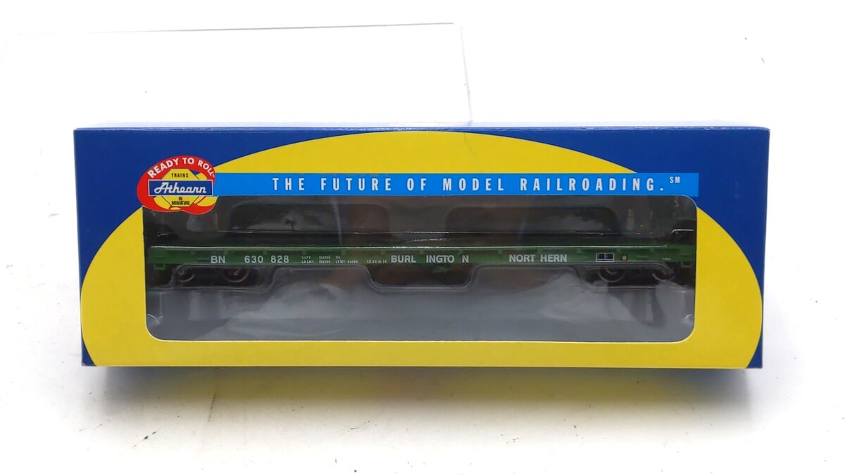 Athearn 92674 HO Burlington Northern 60' Ready-to-Run Flat Car #630828 LN/Box
