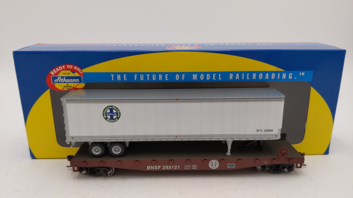 Athearn 92096 HO Scale Burlington Northern Santa Fe Flat Car W/ Load #293121