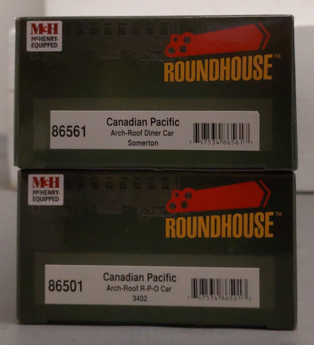 Roundhouse 86501/86561 HO Canadian Pacific Arch-Roof Passenger Cars [2] LN/Box