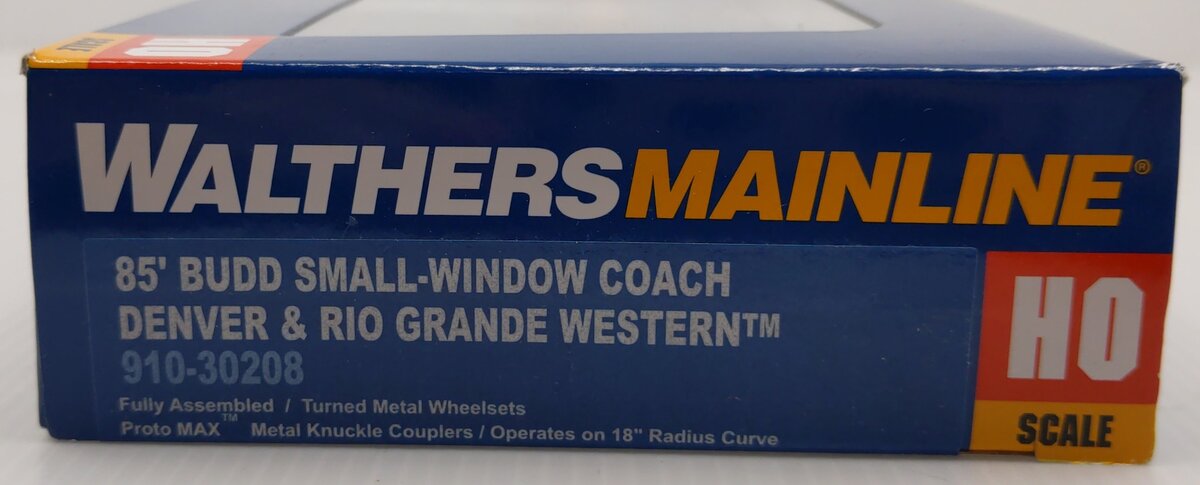 Walthers 910-30208 HO DRGW 85' Budd Small-Window Coach