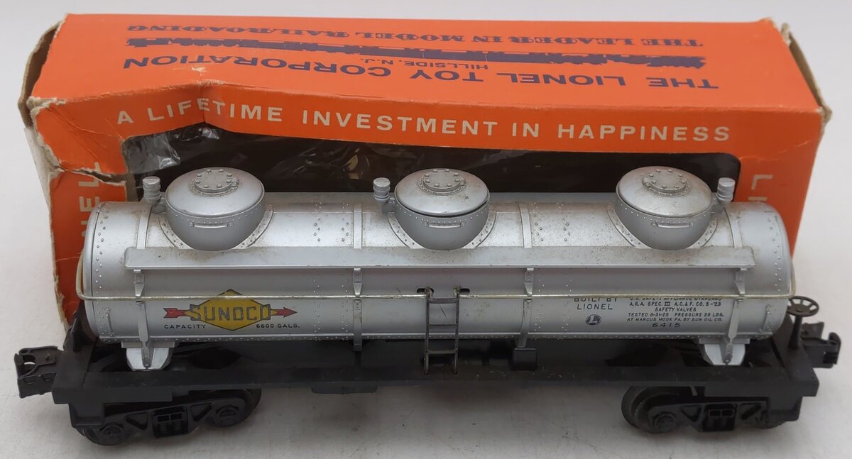 Lionel 6415 Vintage O Sunoco Triple Dome Tank Car VG/Box