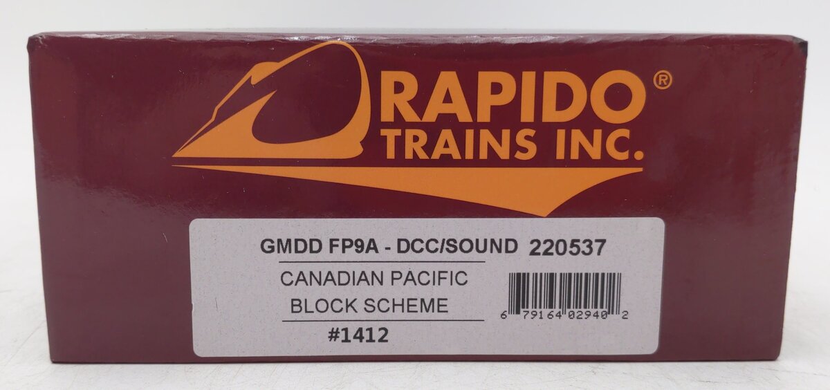 Rapido Trains 220537 HO Canadian Pacific GMD FP9A True North #1412 w/DCC & Sound