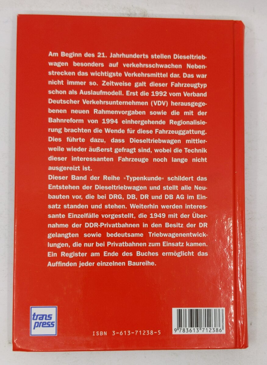 Typenkunde deutscher Dieseltriebwagen Hardcover Book By  Thomas Estler VG