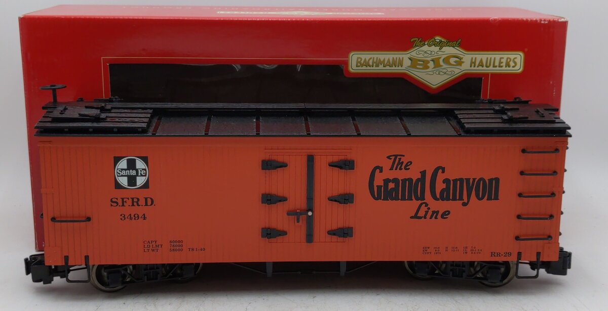 Bachmann 93202 G Santa Fe "The Grand Canyon Line" Slogan Wood Reefer #3494 NIB