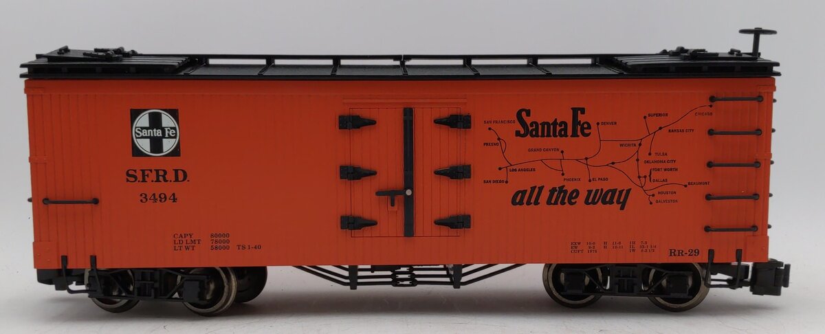 Bachmann 93202 G Santa Fe "The Grand Canyon Line" Slogan Wood Reefer #3494 NIB