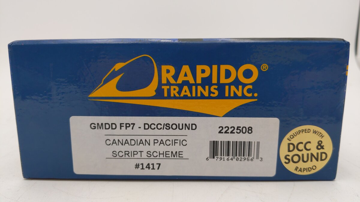 Rapido Trains 222508 HO Canadian Pacific GMDD FP7 Diesel Locomotive #1417 w/ DCC