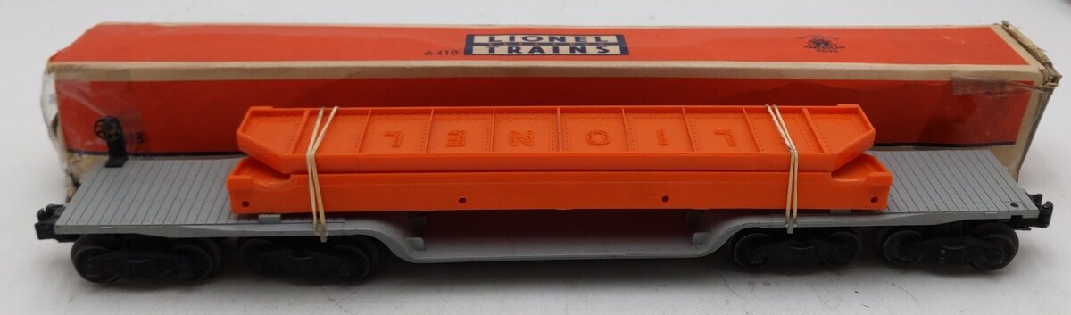 Lionel 6418 Vintage O Girder Bridge Machinery Car with Orange Girders VG/Box