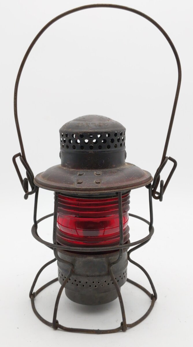 Adlake Vintage NYCS Railroad Lantern w/Red Globe VG