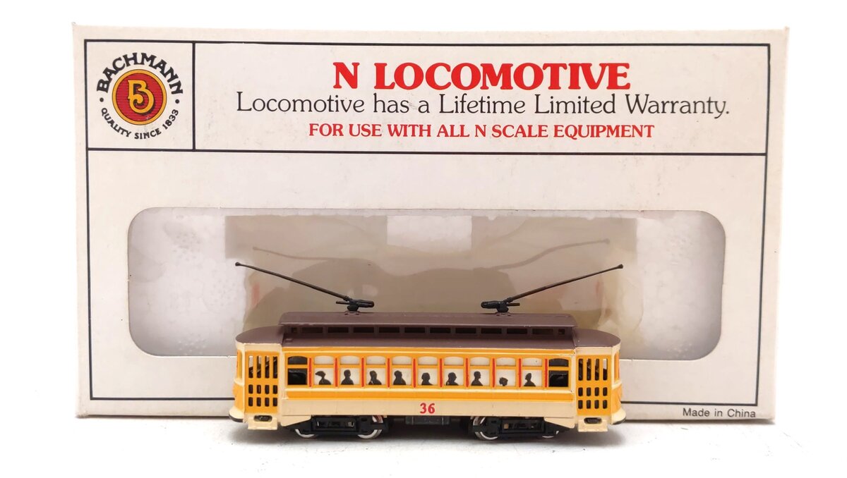 Bachmann 61098 N Scale Yellow Brill Market Street Trolley #36
