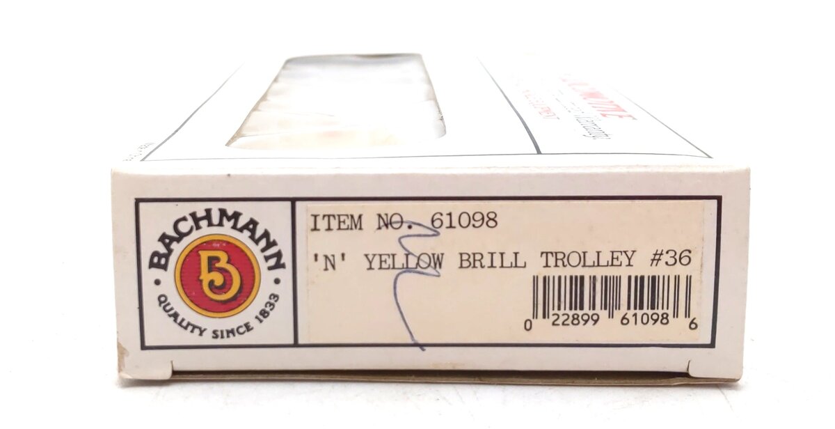 Bachmann 61098 N Scale Yellow Brill Market Street Trolley #36