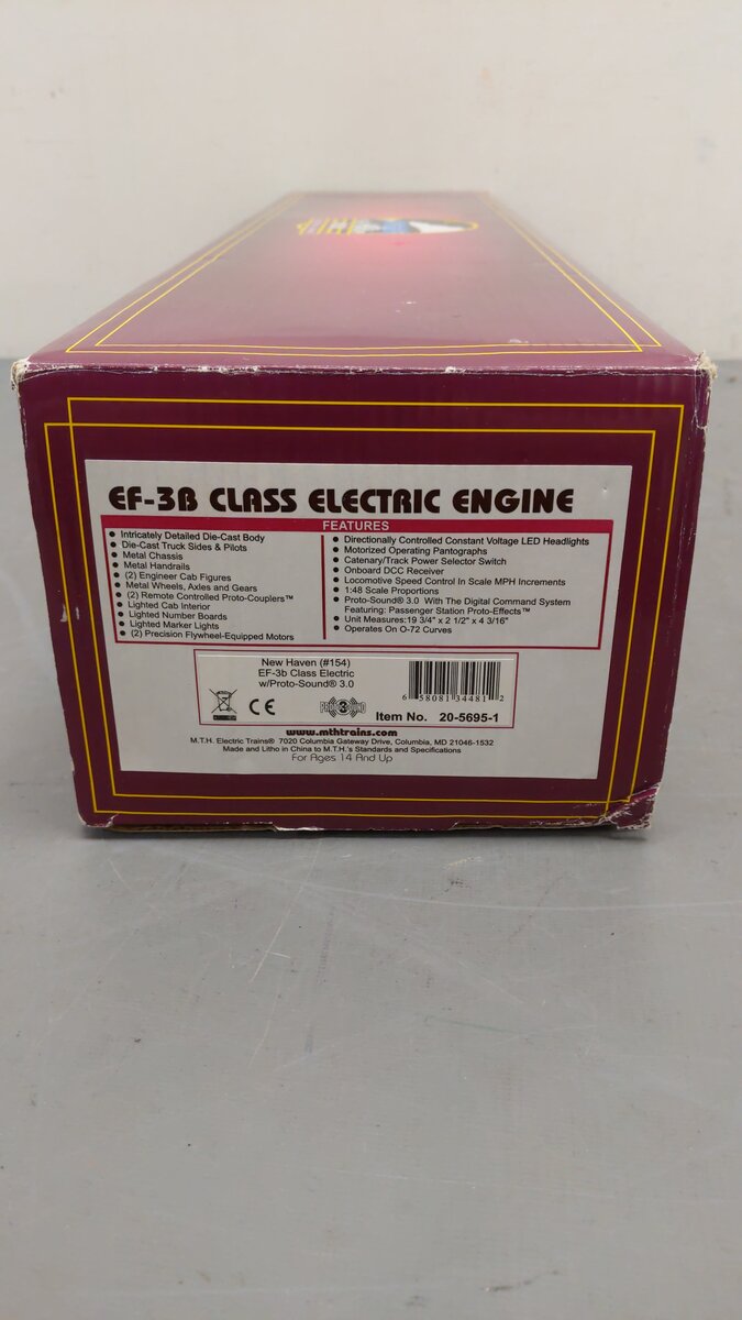 MTH 20-5695-1 New Haven EF-3B Electric Locomotive w/Proto-Sound 3.0 #154