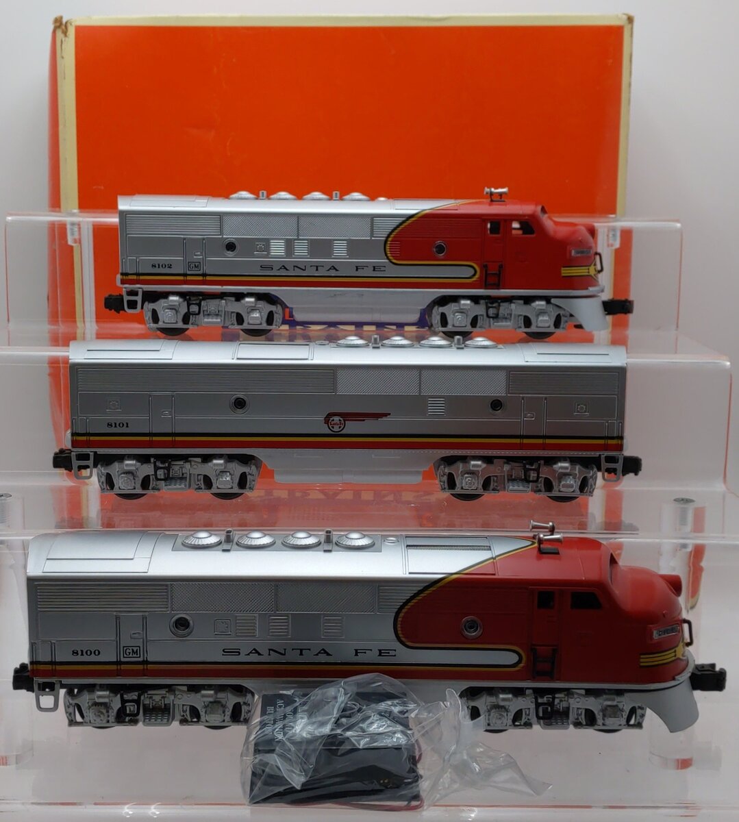Lionel 6-11711 O Gauge Santa Fe F-3 ABA Diesel Locomotive Set #8100 with RS VG/Box