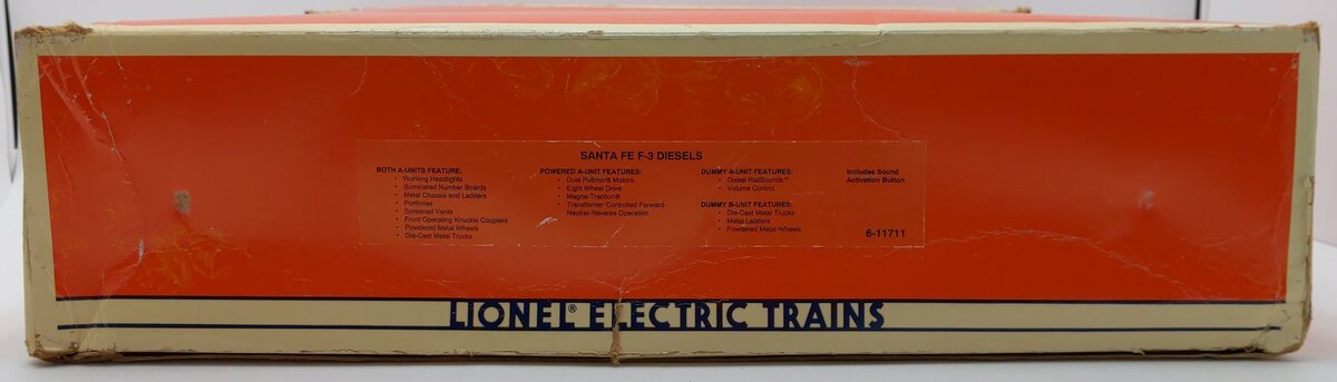 Lionel 6-11711 O Gauge Santa Fe F-3 ABA Diesel Locomotive Set #8100 with RS VG/Box