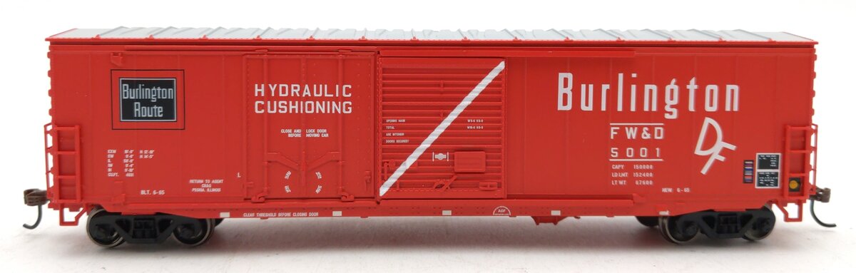 Athearn 89325 HO Burlington FW&D RTR 50' Combo Door Boxcar #5001