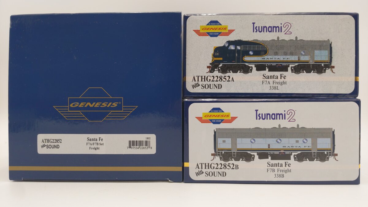 Athearn G22852 HO Santa Fe/Freight F7 A/B Diesel Loco w/DCC & Sound #338L/#338B