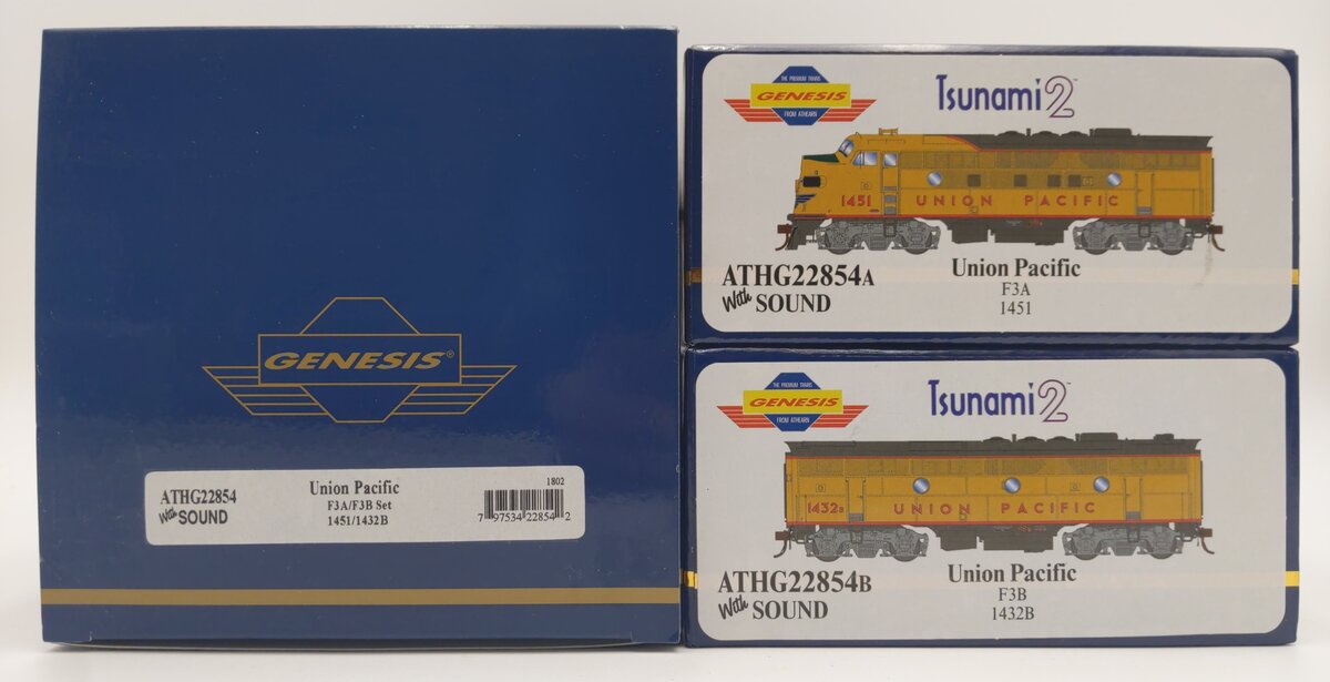 Athearn G22854 HO Union Pacific F3 A/B Diesel Loco w/DCC & Sound #1451/#1432B