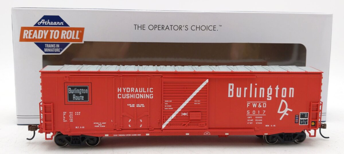 Athearn 89326 HO Burlington FW&D RTR 50' Combo Door Boxcar #5017